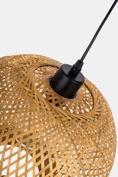 SUFITOWA LAMPA WISZĄCA BAMBUSOWA BOHO PLECIONY ŻYRANDOL DO SYPIALNI I SALONU 30 CM