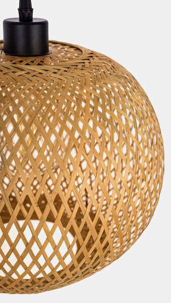 SUFITOWA LAMPA WISZĄCA BAMBUSOWA BOHO PLECIONY ŻYRANDOL DO SYPIALNI I SALONU 30 CM