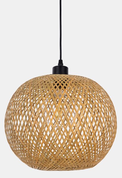 SUFITOWA LAMPA WISZĄCA BAMBUSOWA BOHO PLECIONY ŻYRANDOL DO SYPIALNI I SALONU 30 CM