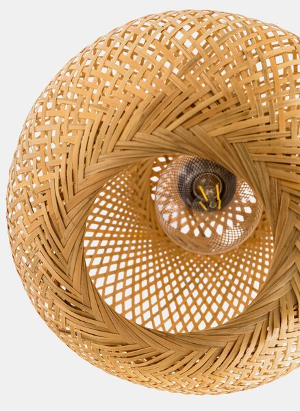 SUFITOWA LAMPA WISZĄCA BAMBUSOWA BOHO PLECIONY ŻYRANDOL DO SYPIALNI I SALONU 30 CM