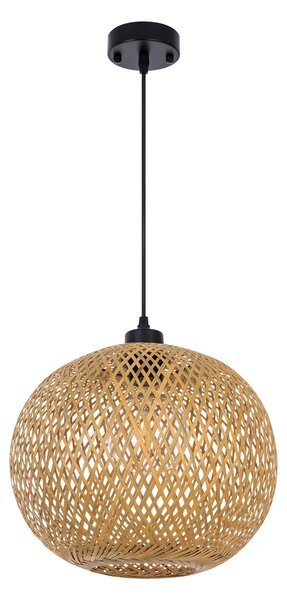 SUFITOWA LAMPA WISZĄCA BAMBUSOWA BOHO PLECIONY ŻYRANDOL DO SYPIALNI I SALONU 30 CM