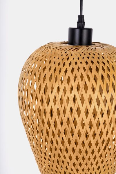 LAMPA WISZĄCA SUFITOWA BAMBUSOWA PLECIONY ŻYRANDOL DO SALONU BOHO 24 CM