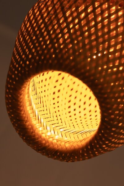 LAMPA WISZĄCA SUFITOWA BAMBUSOWA PLECIONY ŻYRANDOL DO SALONU BOHO 24 CM