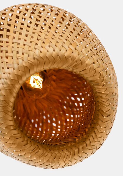 LAMPA WISZĄCA SUFITOWA BAMBUSOWA PLECIONY ŻYRANDOL DO SALONU BOHO 24 CM