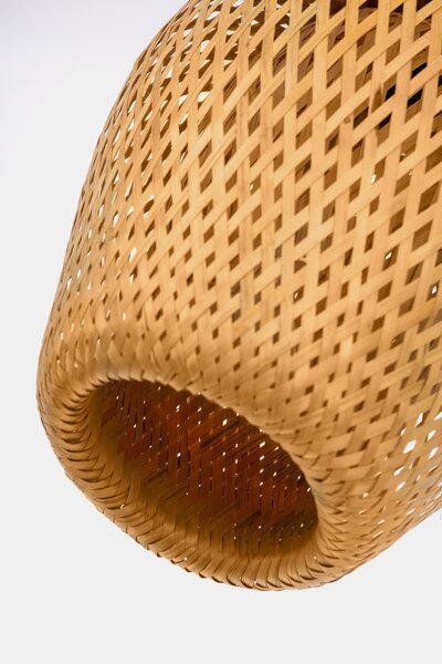 LAMPA WISZĄCA SUFITOWA BAMBUSOWA PLECIONY ŻYRANDOL DO SALONU BOHO 24 CM