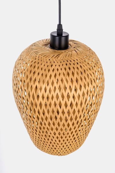 LAMPA WISZĄCA SUFITOWA BAMBUSOWA PLECIONY ŻYRANDOL DO SALONU BOHO 24 CM
