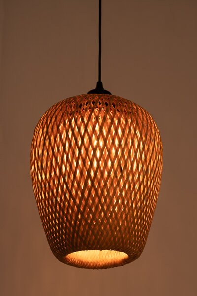 LAMPA WISZĄCA SUFITOWA BAMBUSOWA PLECIONY ŻYRANDOL DO SALONU BOHO 24 CM