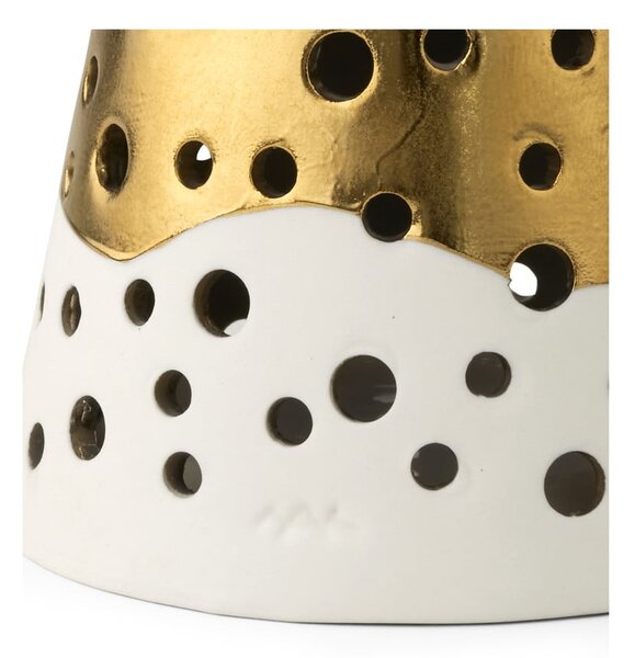 Porcelanowy świecznik w kolorze złota Kähler Design Nobili, wys. 19 cm