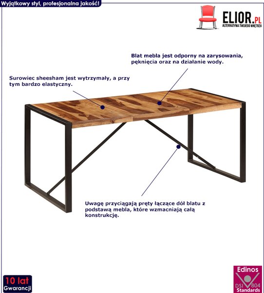 Jadalniany stół z sheesham 90x180 – Fulo 5X