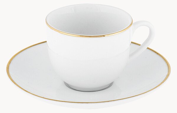 Komplet filiżanek ze spodkiem z porcelany Gold Chic, 6 elem