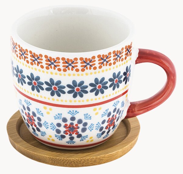 Komplet filiżanek ze spodkiem z porcelany kostnej Gardeny, 6 elem