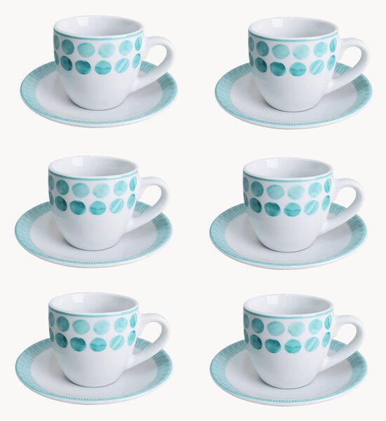 Komplet filiżanek ze spodkiem z porcelany Tabata, 6 elem