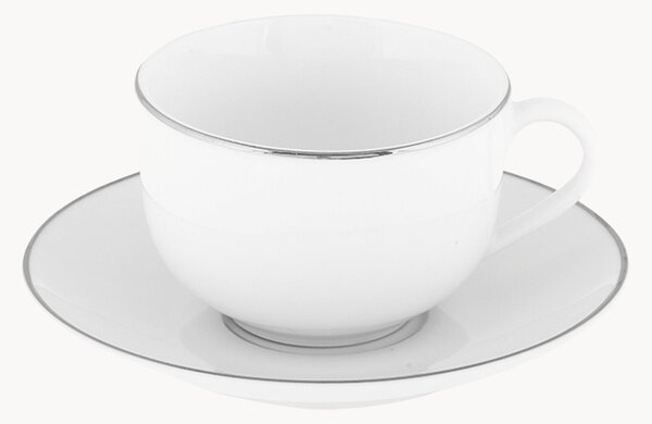 Komplet filiżanek ze spodkiem z porcelany Platinum Chic, 4 elem
