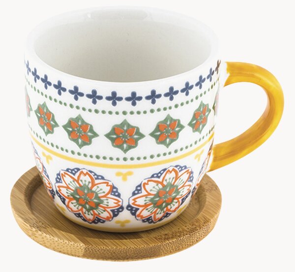 Komplet filiżanek ze spodkiem z porcelany kostnej Gardeny, 6 elem
