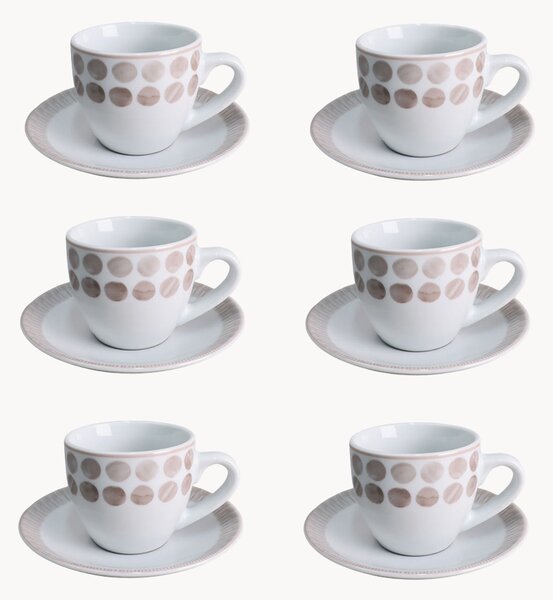 Komplet filiżanek ze spodkiem z porcelany Tabata, 6 elem