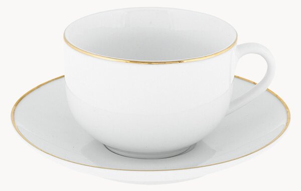 Komplet filiżanek ze spodkiem z porcelany Gold Chic, 4 elem