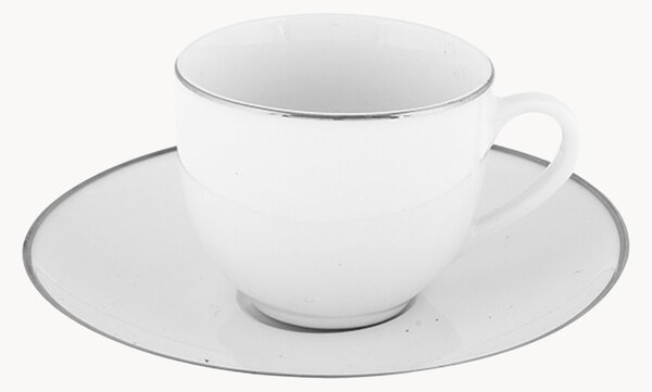 Komplet filiżanek ze spodkiem z porcelany Platinum Chic, 6 elem