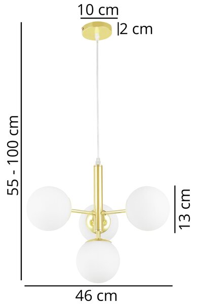 NOWOCZESNA LAMPA WISZĄCA KLASYCZNE ZŁOTO LEDO W4