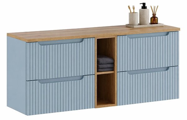 Niebieska szafka łązienkowa pod umywalkę 140 cm A3-F14