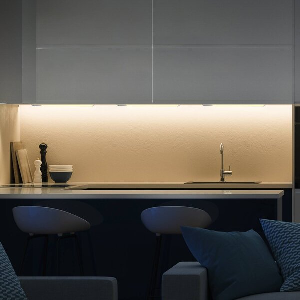 B.K. Licht Oprawa podszafkowa LED Kniff srebrna, długość 57,5 cm, 3000 K, aluminiowy / szary / cynkowy, kuchnia, metal