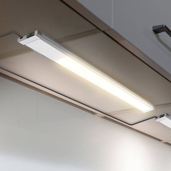 B.K. Licht Oprawa podszafkowa LED Kniff srebrna, długość 57,5 cm, 3000 K, aluminiowy / szary / cynkowy, kuchnia, metal