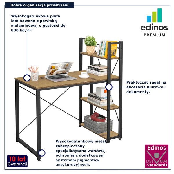 Industrialne biurko z regałem dąb artisan G7-C05
