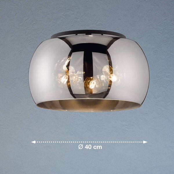 FISCHER & HONSEL Lampa sufitowa Dima, możliwość ściemniania, aluminiowy / szary / cynkowy, salon / jadalnia, szkło, nowoczesny