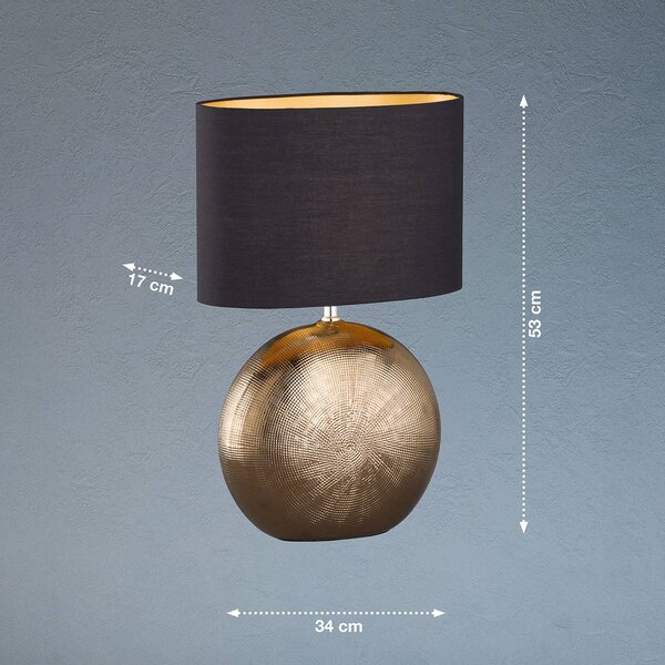 FISCHER & HONSEL Lampa stołowa Foro, brązowy / mosiężny, salon / jadalnia, ceramika, nowoczesny