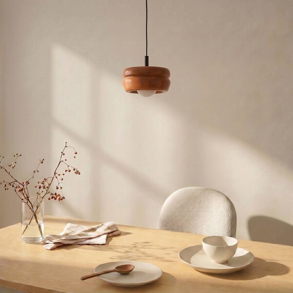 Lampa wisząca szklana Tina Argon, możliwość ściemniania, terracotta, salon / jadalnia, szkło