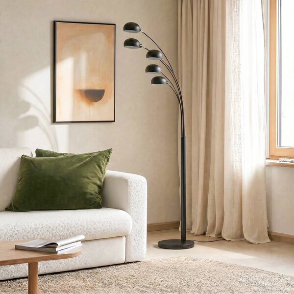 Lampa stojąca Jewa Lindby, czarny, salon / jadalnia, metal, nowoczesny