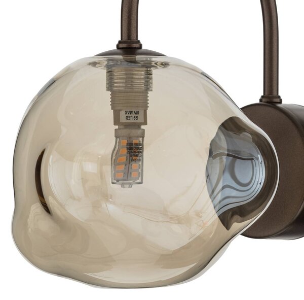 Kinkiet Lava TK Lighting, możliwość ściemniania, brązowy / rdzawy, salon / jadalnia, szkło