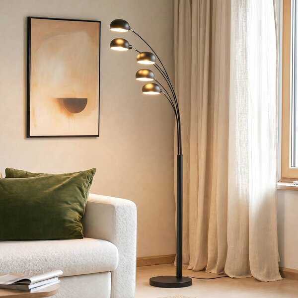 Lampa stojąca Jewa Lindby, czarny, salon / jadalnia, metal, nowoczesny
