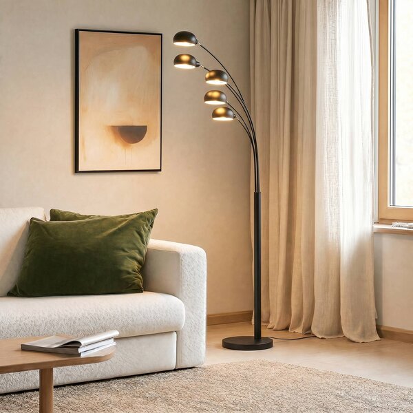 Lampa stojąca Jewa Lindby, czarny, salon / jadalnia, metal, nowoczesny