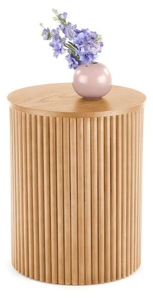 Wąski drewniany stolik kawowy nocny ⌀40 cm | Umeblowana.com