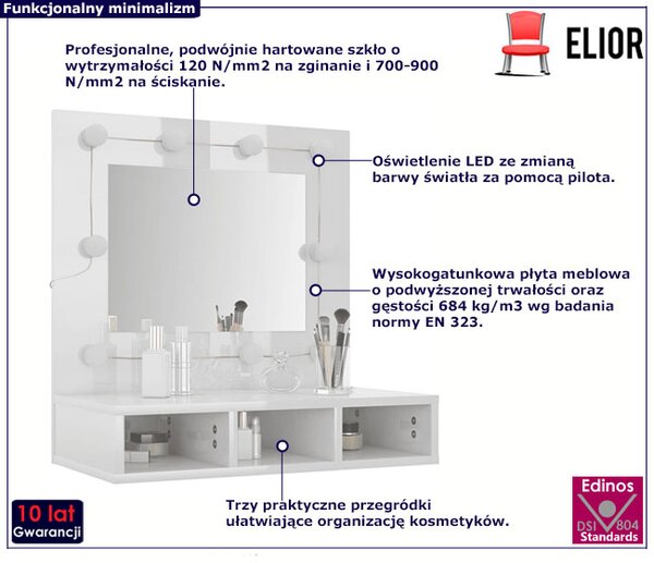 Toaletka Z Biały Lustrem Nablatowa Lub Wisząca Połysk T1-T68