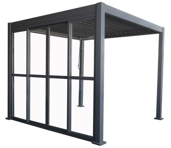 Pergola tarasowa wolnostojąca Lagos 3x3 z drzwiami na jeden bok Garden Point antracyt