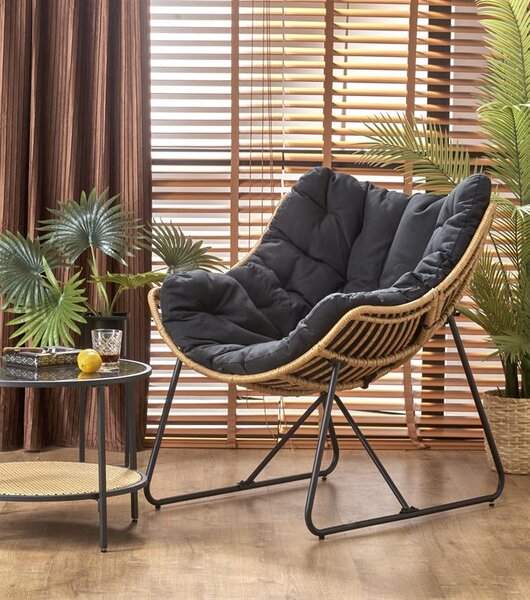 Rattanowy fotel wypoczynkowy na płozach boho | Umeblowana.com