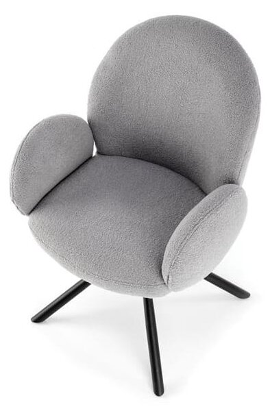 Szare krzesło z podłokietnikami boucle | Umeblowana.com