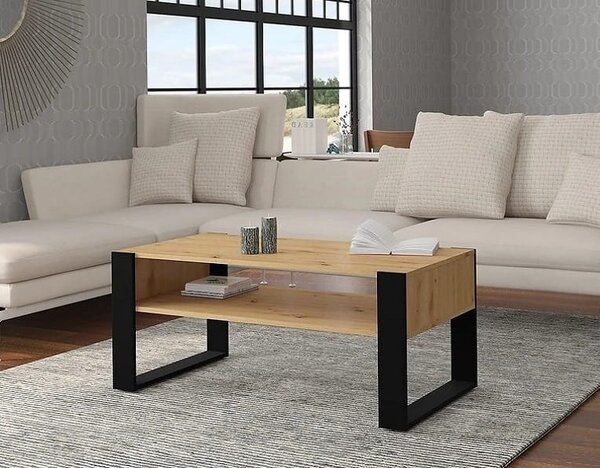Stolik kawowy loft ława artisan z czarnym | Umeblowana.com