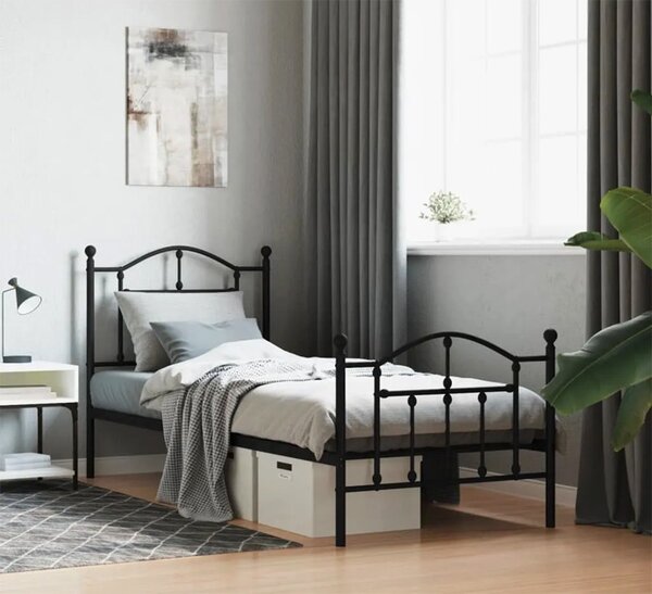 Czarne Metalowe Łóżko Pojedyncze 90X200 Cm F5-H57