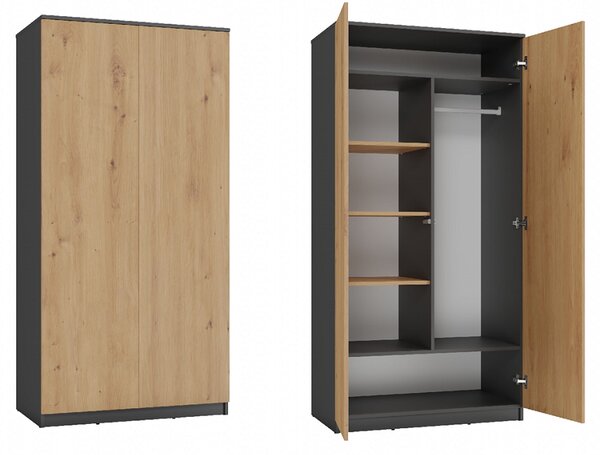 Szafa z półkami i wieszakiem na ubrania artisan/antracyt | Umeblowana.com