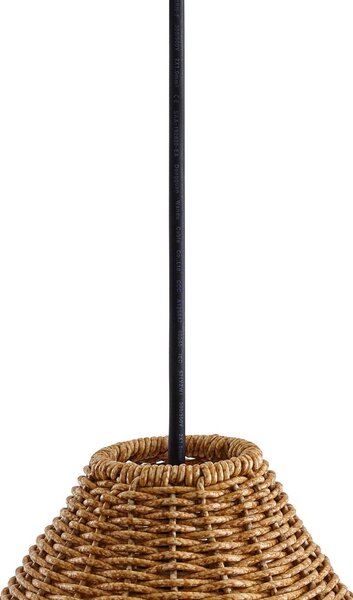 Lampa wisząca zewnętrzna Lucande Taniola, 1-punktowa, beżowa, rattan, IP44 Taniola Lucande, możliwość ściemniania, jasne drewno, drewno, dworkowy / rustykalny