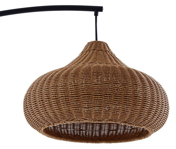 Lampa stojąca zewnętrzna Lucande Taniola, beżowa, rattanowa, 195 cm, IP44 Taniola, jasne drewno, drewno, dworkowy / rustykalny