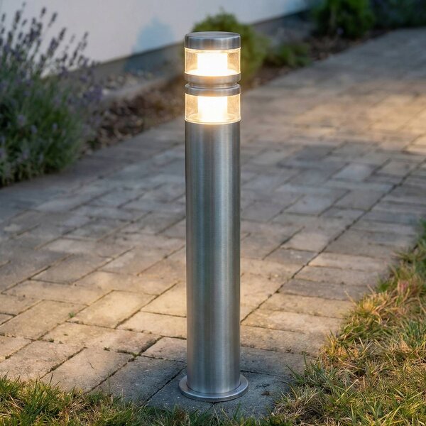 Słupek oświetleniowy LED LANEA Lindby, aluminiowy / szary / cynkowy, stal szlachetna, nowoczesny