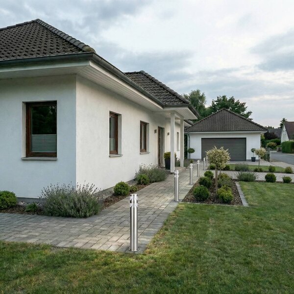 Słupek oświetleniowy LED LANEA Lindby, aluminiowy / szary / cynkowy, stal szlachetna, nowoczesny