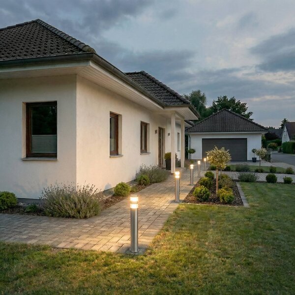 Słupek oświetleniowy LED LANEA Lindby, aluminiowy / szary / cynkowy, stal szlachetna, nowoczesny