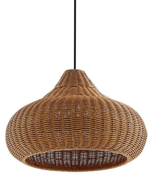 Lampa wisząca zewnętrzna Lucande Taniola, 1-punktowa, beżowa, rattan, IP44 Taniola Lucande, możliwość ściemniania, jasne drewno, drewno, dworkowy / rustykalny