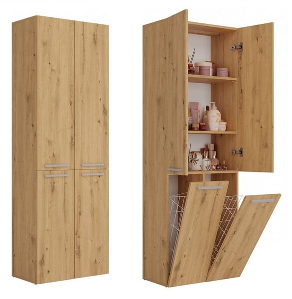 Regał łazienkowy z koszami i półkami artisan | Umeblowana.com
