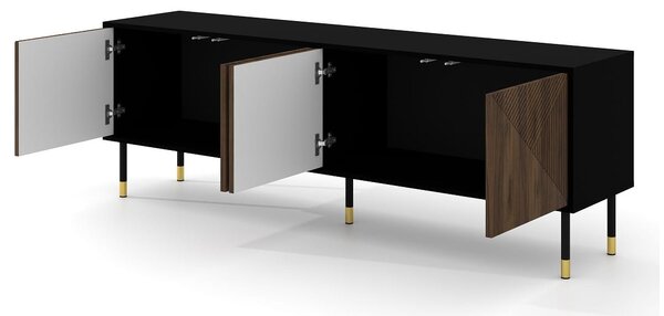Elegancka szafka RTV na nóżkach czerń | Umeblowana.com