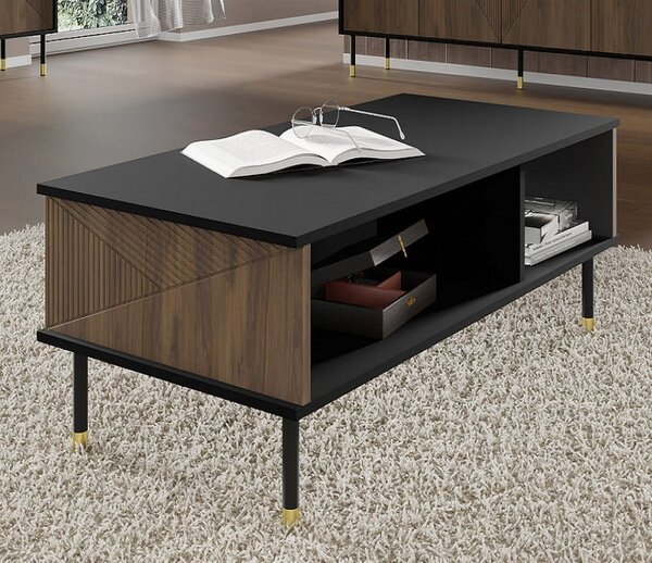 Elegancka ława do salonu z półkami dąb catania | Umeblowana.com
